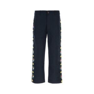 Baziszt Men Navy Blue Cotton Pine Pant
